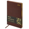 Ежедневник датированный 2026 БОЛЬШОЙ ФОРМАТ 210х297мм А4, BRAUBERG Iguana, под кожу, коричневый, 117244 по низкой цене оптом 