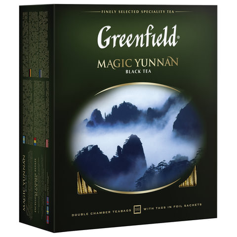 Чай GREENFIELD (Гринфилд) "Magic Yunnan" ("Волшебный Юньнань"), черный, 100 пакетиков в конвертах по 2 г, 0583-09 по низкой цене оптом 