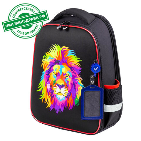 Ранец BRAUBERG FIT, 2 отделения, "Colorful lion", 38х27х14 см, 270618 по низкой цене оптом 