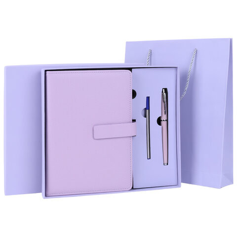 Ежедневник в подарочном наборе 5в1 А5 145x212мм BRAUBERG "President", под кожу, 160 листов, сиреневый, 116853 по низкой цене оптом Ежедневник в подарочном наборе 5в1 А5 145x212мм BRAUBERG "President", под кожу, 160 листов, сиреневый, 116853 по низкой цене оптом