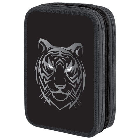 Пенал BRAUBERG, 3 отделения, полиэстер, 21х14 см, "Tiger", 271551 по низкой цене оптом 