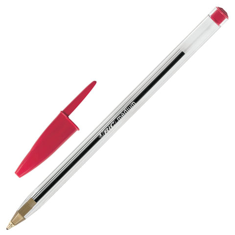 Ручка шариковая BIC "Cristal", КРАСНАЯ, корпус прозрачный, узел 1 мм, линия письма 0,4 мм, 847899 по низкой цене оптом 