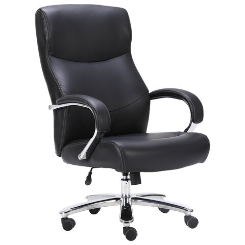 Кресло офисное BRABIX PREMIUM "Total HD-006", НАГРУЗКА до 180 кг, экокожа, хром, черное, 531933 по низкой цене оптом 