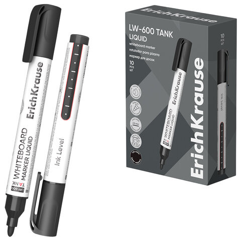 Маркер стираемый для доски с жидкими чернилами ERICH KRAUSE LW-600 Tank Liquid, ЧЕРНЫ, 48774