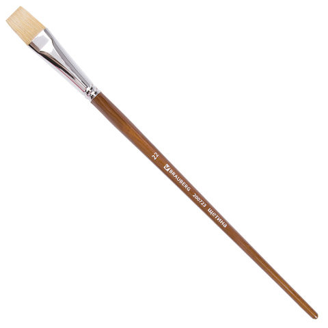 Кисть художественная профессиональная BRAUBERG ART CLASSIC, щетина, плоская, № 22, длинная ручка, 200723 по низкой цене оптом 
