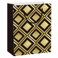 Пакет подарочный 17,8x9,8x22,9см ЗОЛОТАЯ СКАЗКА "Gold Luxury", тиснение фольгой, черный, 608248