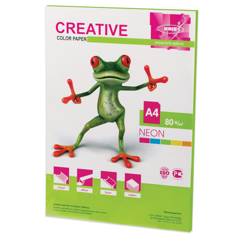 Бумага цветная CREATIVE color (Креатив) А4, 80 г/м2, 50 л., неон, салатовая, БНpr-50с по низкой цене оптом 