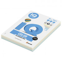Бумага цветная IQ color, А4, 160 г/м2, 100 л. (5 цветов x 20 листов), микс пастель, RB01
