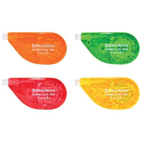 Корректирующая лента BRAUBERG FRESH ZONE, 5 мм х 8 м, корпус ассорти, блистер, дисплей, 229063 по низкой цене оптом 