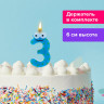 Свеча-цифра для торта "3" "С глазками", 6 см, ЗОЛОТАЯ СКАЗКА, с держателем, в блистере, 591406 по низкой цене оптом Краснодар, Москва, Уфа, Казань, Барнаул, Владивосток, Хабаровск, Сахалин, Красноярск, Екатеренбург, 