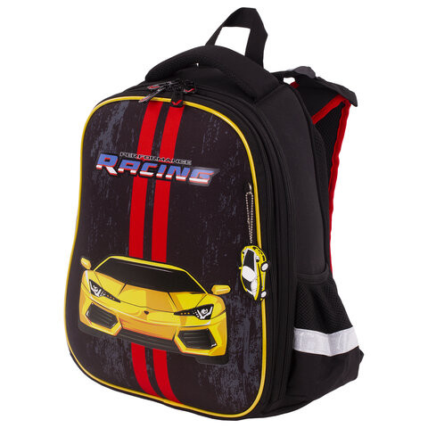 Ранец BRAUBERG PREMIUM, 2 отделения, с брелком, "Yellow car", 38х29х16 см, 229908 по низкой цене оптом 