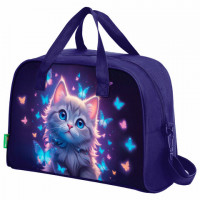 Сумка для занятий с плечевым ремнем, подкладкой BRAUBERG KIDS с ручками, 35x25x15см, Curious cat, 273291