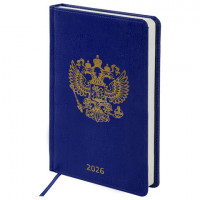 Ежедневник датированный 2026 А5 138х213мм BRAUBERG State, под кожу, синий, 117416