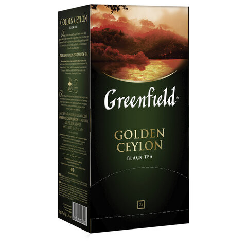 Чай GREENFIELD (Гринфилд) "Golden Ceylon", черный, 25 пакетиков в конвертах по 2 г по низкой цене оптом 