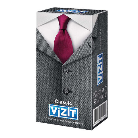 Презервативы латексные VIZIT Classic, комплект 12 шт., классические, 101010301 по низкой цене оптом 