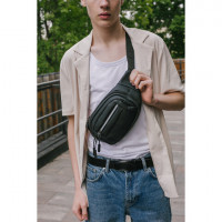 РЕЗЕРВ Сумка на пояс PROMPT, два отделения, светоотражающая молния, черная, 35х13,5х4, 273922