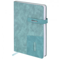 Ежедневник недатированный А5 138х213мм BRAUBERG "Cowboy", под кожу, застежка 160л, голубой, 116197