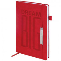 Ежедневник недатированный А5 138х213мм BRAUBERG "BeStyle", под кожу, резинка, держатель, 160л, красный, 116217