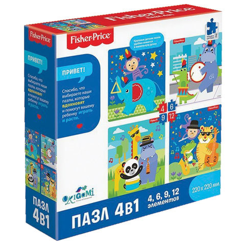 Пазл Fisher Price "Музыка", 4в1, 4-6-9-12 элементов, ORIGAMI, 04660 по низкой цене оптом 