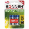 Батарейки КОМПЛЕКТ 4 шт., SONNEN Super Alkaline, AAA (LR03, 24А), алкалиновые, мизинчиковые, в блистере, 451096 по низкой цене оптом Краснодар, Москва, Уфа, Казань, Барнаул, Владивосток, Хабаровск, Сахалин, Красноярск, Екатеренбург, 