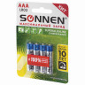 Батарейки КОМПЛЕКТ 4 шт., SONNEN Super Alkaline, AAA (LR03, 24А), алкалиновые, мизинчиковые, в блистере, 451096 по низкой цене оптом Краснодар, Москва, Уфа, Казань, Барнаул, Владивосток, Хабаровск, Сахалин, Красноярск, Екатеренбург, 