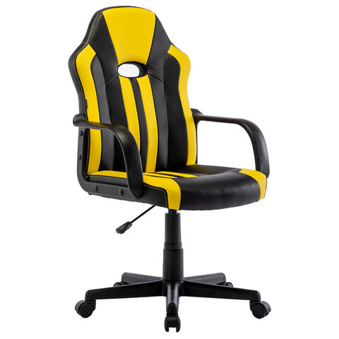 Кресло компьютерное BRABIX "Stripe GM-202", экокожа, черное/желтое, 532510 по низкой цене оптом 