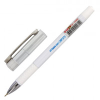 Ручка шариковая масляная с грипом STAFF "Chrome", СИНЯЯ, корпус белый, хромированные детали, узел 0,7 мм, линия 0,35 мм, 142985