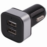Зарядное устройство автомобильное SONNEN, 2 порта USB, выходной ток 2,1 А, черное-белое, 454796 по низкой цене оптом 