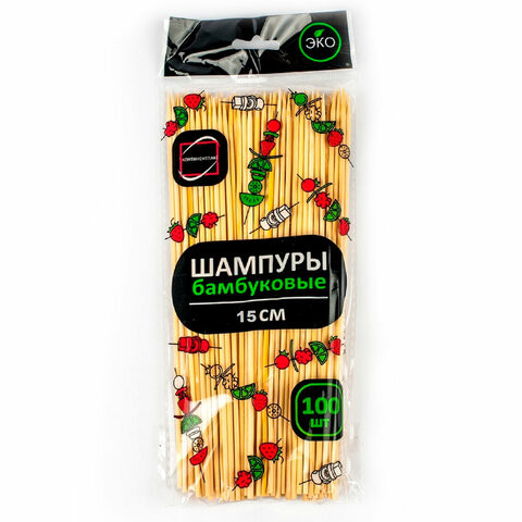 Шпажки-шампуры для шашлыка бамбуковые 15 см, 100 штук, КП, 137599 по низкой цене оптом 