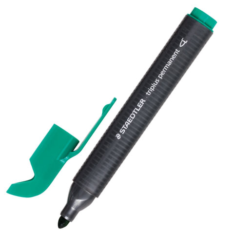 Маркер перманентный STAEDTLER (Германия) "Triplus", ЗЕЛЕНЫЙ, трехгранный, круглый наконечник, 2 мм, 3552-5 по низкой цене оптом 