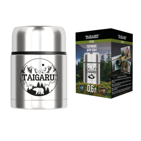 Термос 0,6л FOOD, для еды/напитков с широким горлом, нержавеющая сталь SUS304, серебристый, TAIGARU (ТАЙГАРУ), 700324 по низкой цене оптом 