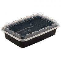 Контейнер одноразовый 830мл С КРЫШКОЙ 207х140мм черный/прозрачный, ПП, ВЗЛП, ШК0792, 1261Ч