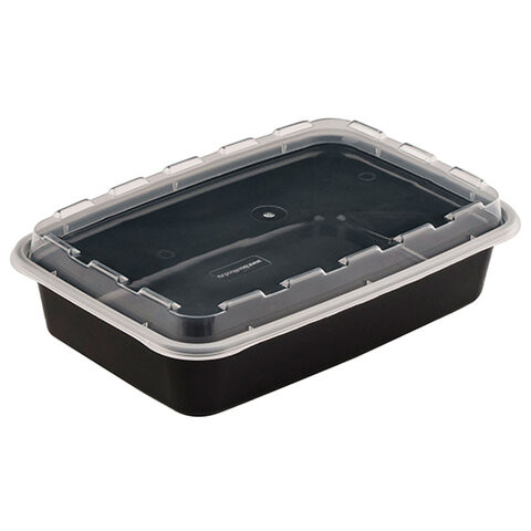 Контейнер одноразовый 830мл С КРЫШКОЙ 207х140мм черный/прозрачный, ПП, ВЗЛП, ШК0792, 1261Ч по низкой цене оптом 