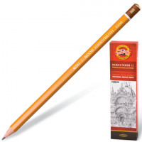 Карандаш чернографитный KOH-I-NOOR 1500, 1 шт., 8B, без резинки, корпус желтый, заточенный, 150008B01170RU
