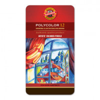 Карандаши цветные художественные 12 ЦВЕТОВ KOH-I-NOOR "Polycolor", 3,8 мм, металлическая коробка, 3822/12, 3822012002PL