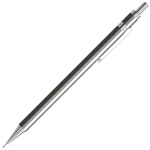 Карандаш механический 0,5 мм, HB, BRAUBERG CHROME, металлический корпус, ластик,181977 по низкой цене оптом Краснодар, Москва, Уфа, Казань, Барнаул, Владивосток, Хабаровск, Сахалин, Красноярск, Екатеренбург, 