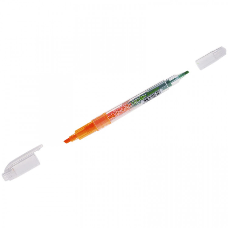 Текстовыделитель двухсторонний Crown "Multi Hi-Lighter Twin" оранжевый/зеленый, 3/2мм по низкой цене оптом 