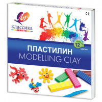 Пластилин классический ЛУЧ "Классика", 12 цветов, 240 г, со стеком, картонная упаковка, 7С331-08