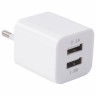 Зарядное устройство сетевое (220В) SONNEN, 2 порта USB, выходной ток 2,1 А, белое, 454797 по низкой цене оптом 