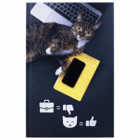 Блокнот А5 (135х206 мм), 80 л., твердый, выборочный лак, клетка, STAFF, "Милый котик", 111603