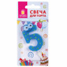 Свеча-цифра для торта "5" "С глазками", 6 см, ЗОЛОТАЯ СКАЗКА, с держателем, в блистере, 591408 по низкой цене оптом 