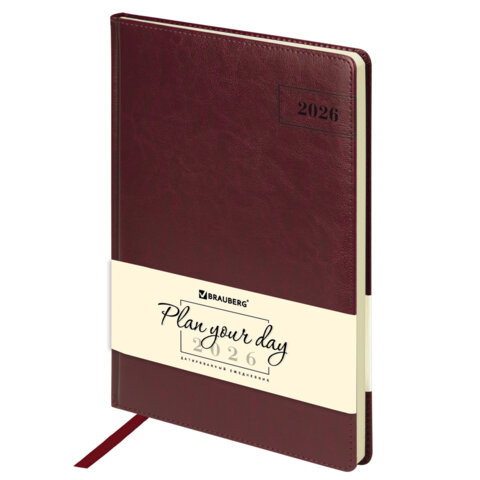 Ежедневник датированный 2026 БОЛЬШОЙ ФОРМАТ 210х297мм А4, BRAUBERG Imperial, под кожу, бордо, 117248 по низкой цене оптом Ежедневник датированный 2026 БОЛЬШОЙ ФОРМАТ 210х297мм А4, BRAUBERG Imperial, под кожу, бордо, 117248 по низкой цене оптом