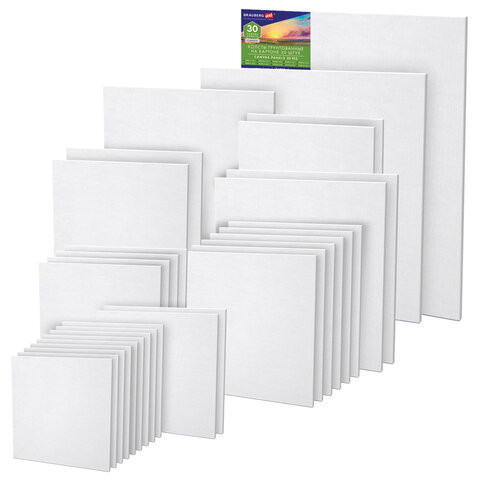 Холсты на картоне НАБОР 30 штук в коробе, хлопок, грунт, 280 г/м2, BRAUBERG ART CLASSIC, 192663 по низкой цене оптом 