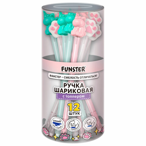 Ручка с топпером с блёстками шариковая масляная FUNSTER "SHINY MIX", СИНЯЯ, корпус ассорти, пишущий узел 0,7мм, линия письма 0,35 мм, 144371 по низкой цене оптом Ручка с топпером с блёстками шариковая масляная FUNSTER "SHINY MIX", СИНЯЯ, корпус ассорти, пишущий узел 0,7мм, линия письма 0,35 мм, 144371 по низкой цене оптом