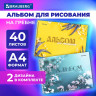 Альбомы д/рис. А4 40л, КОМПЛЕКТ 2шт, гребень, обложка картон, BRAUBERG, 200х283мм, Соцветие, 106737 по низкой цене оптом 