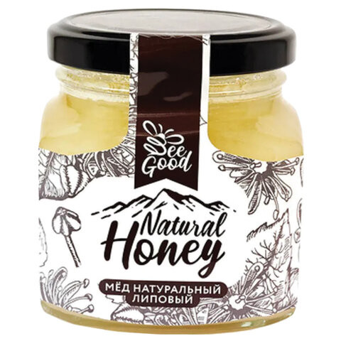 Мёд NATURAL HONEY натуральный липовый, 330 г, стеклянная банка, ш/к 11647, ОМН003 по низкой цене оптом 