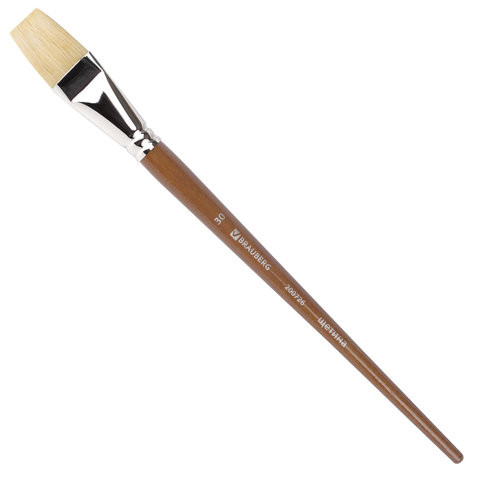 Кисть художественная профессиональная BRAUBERG ART CLASSIC, щетина, плоская, № 30, длинная ручка, 200726 по низкой цене оптом 