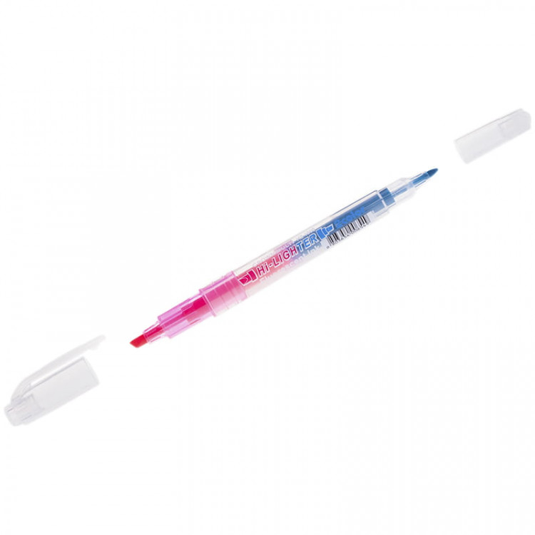 Текстовыделитель двухсторонний Crown "Multi Hi-Lighter Twin" розовый/голубой, 3/2мм по низкой цене оптом 