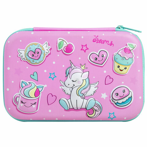 Пенал BRAUBERG KIDS большой удобный с откидной планкой, EVA, 22х15х4 см, "Unicorn dreams", 271557 по низкой цене оптом 