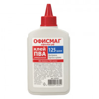 Клей ПВА ОФИСМАГ (бумага, картон, дерево), 125 г, РОССИЯ, 225761